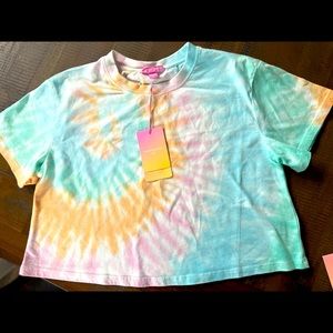 stoney clover lane size small tie dye crop top